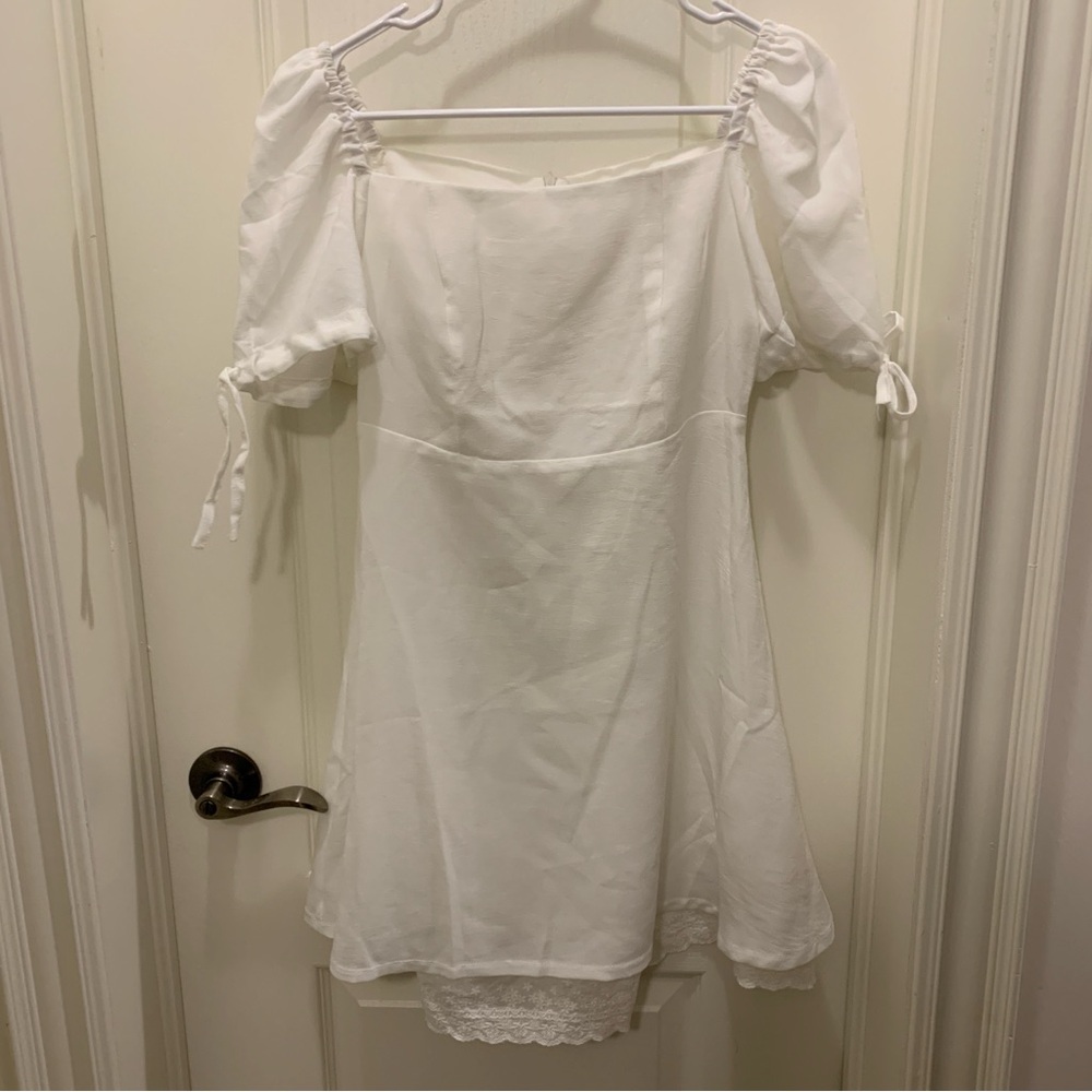 white fit and flare mini dress